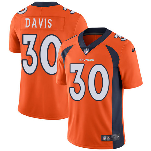 Nike Broncos #30 Terrell Davis Orange Team Color Men's Stitched NFL Vapor Untouchable Limited Jersey - Click Image to Close